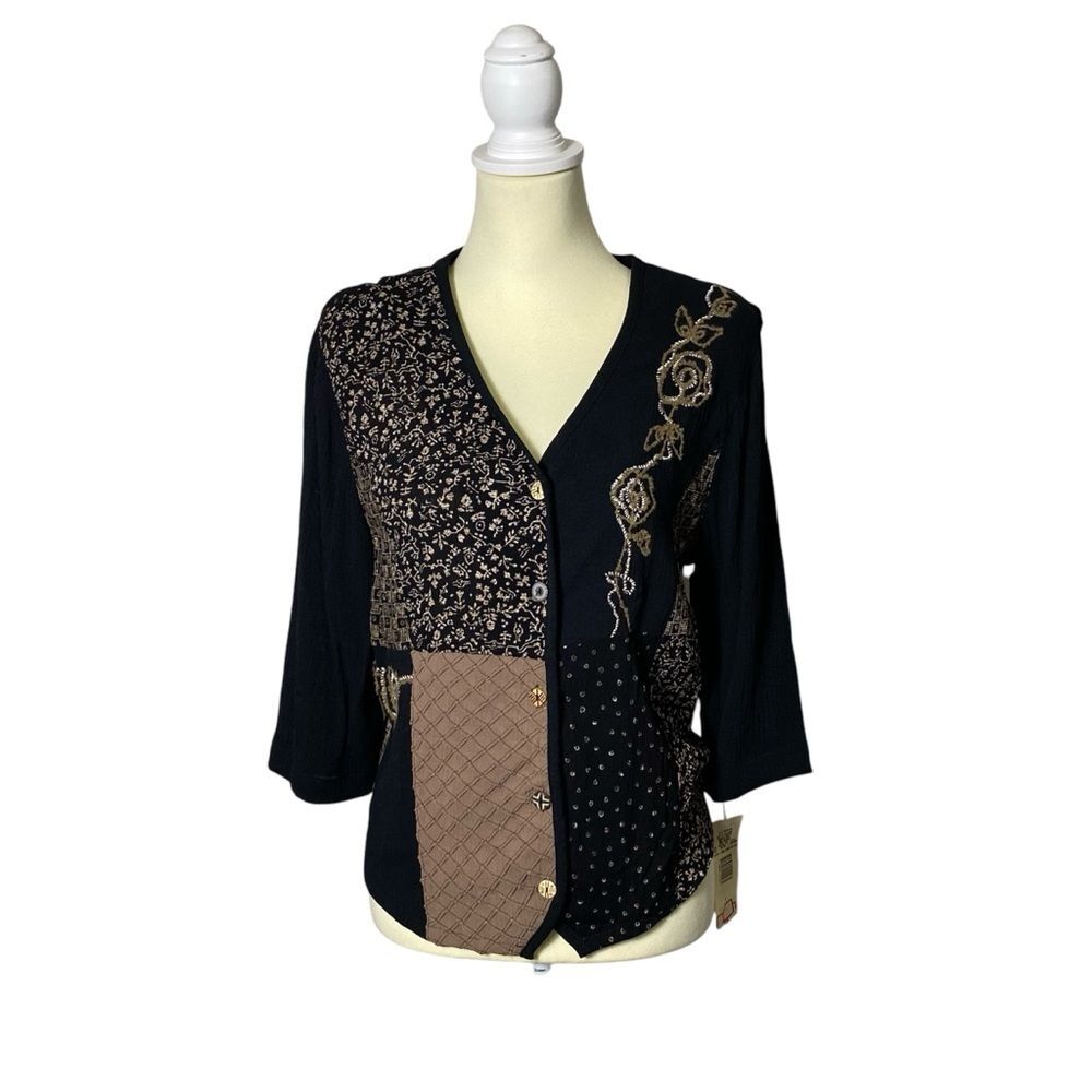 NWT Vintage Dead Stock Koret Embroidered Boho Button Front Blouse Women's Size S